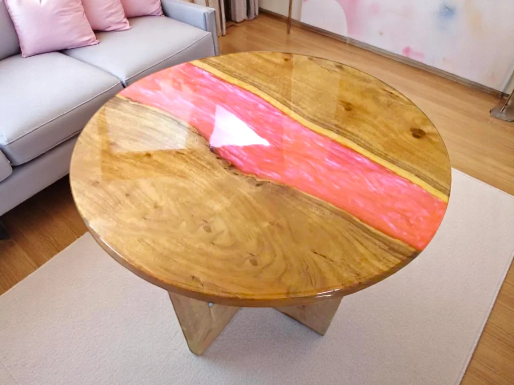 Buy Walnut Epoxy Console Table Round Handcrafted Art